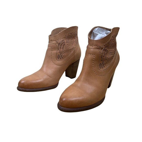 Ugg Charlotte Seaweed Perf Booties Brown Leather Laser Cut Zip US 6 EU37  AU 5.5 - Picture 3 of 11